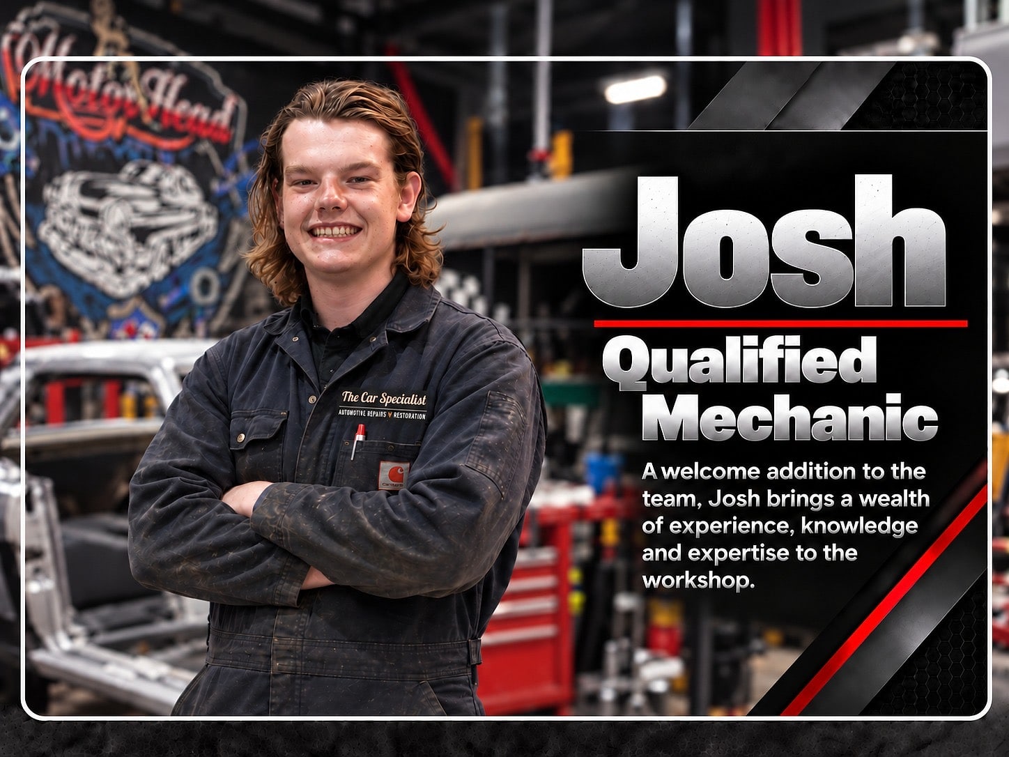 Josh | Qualified Mechanic. A welcome addition to the team, Josh brings a wealth of experience, knowledge and expertise to the workshop.